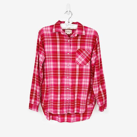 Denim & Supply RL Boyfriend Button Up Shirt Large Pink Red Plaid Cotton Western - Picture 1 of 2